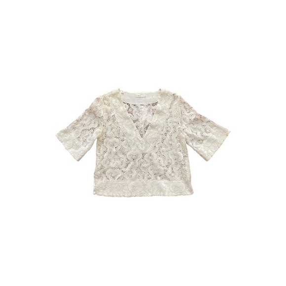 ALC Virginia Lace Cropped V-Neck White Top Size US 6 - Picture 5 of 11